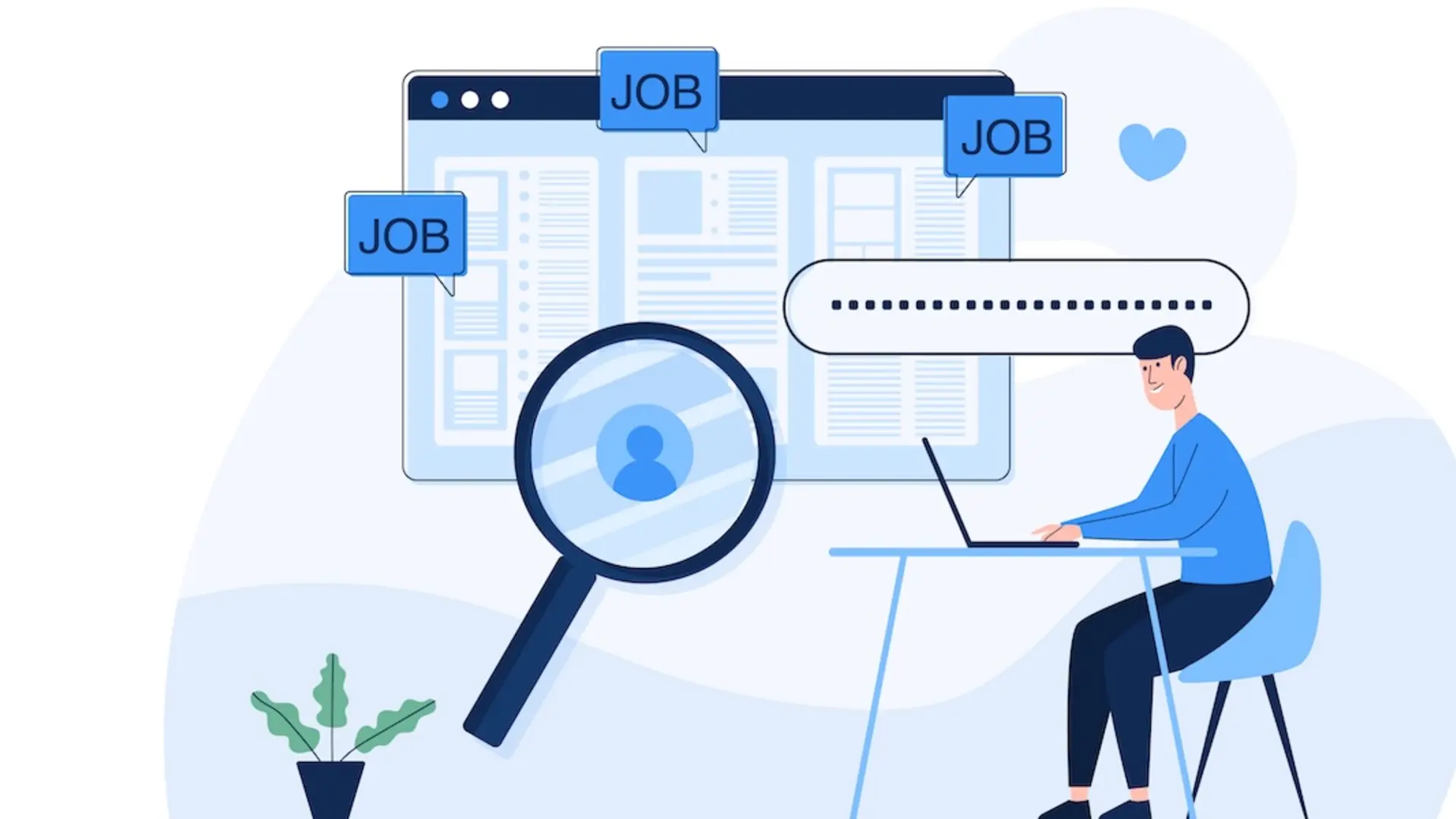 Person sitting looking at a Job Board